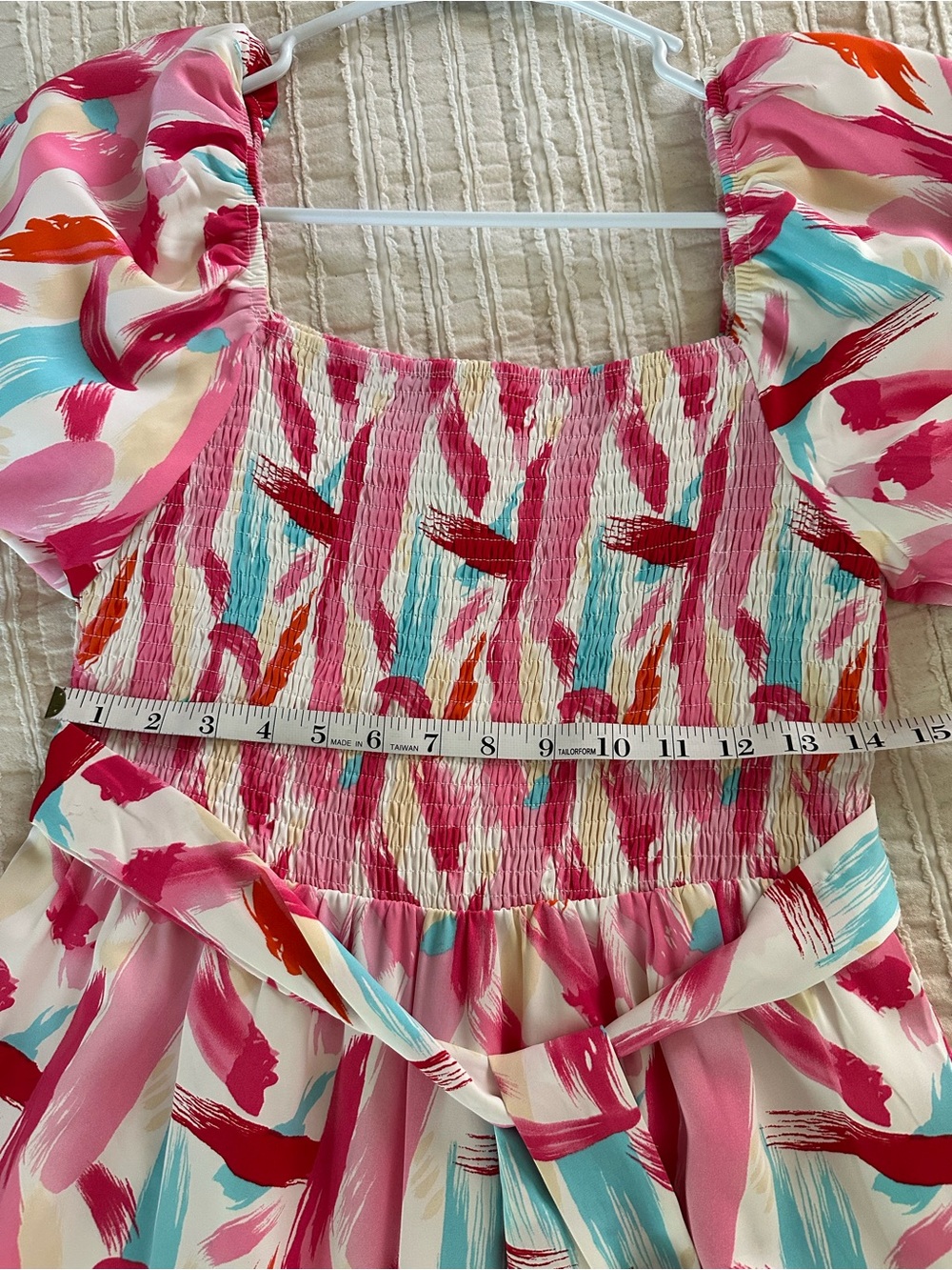 Source Unknown Pink Brushstroke Maxi Dress with Puff Sleeves - Picture 4 of 5